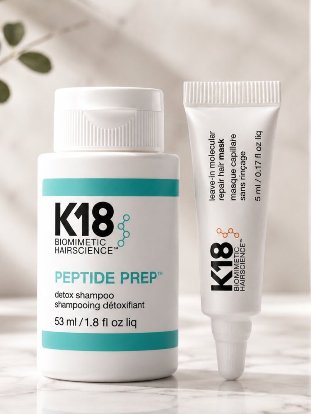 $36 Value | K18 Peptide Prep Detox Shampoo + Leave-In Repair Mask Set - NIB
